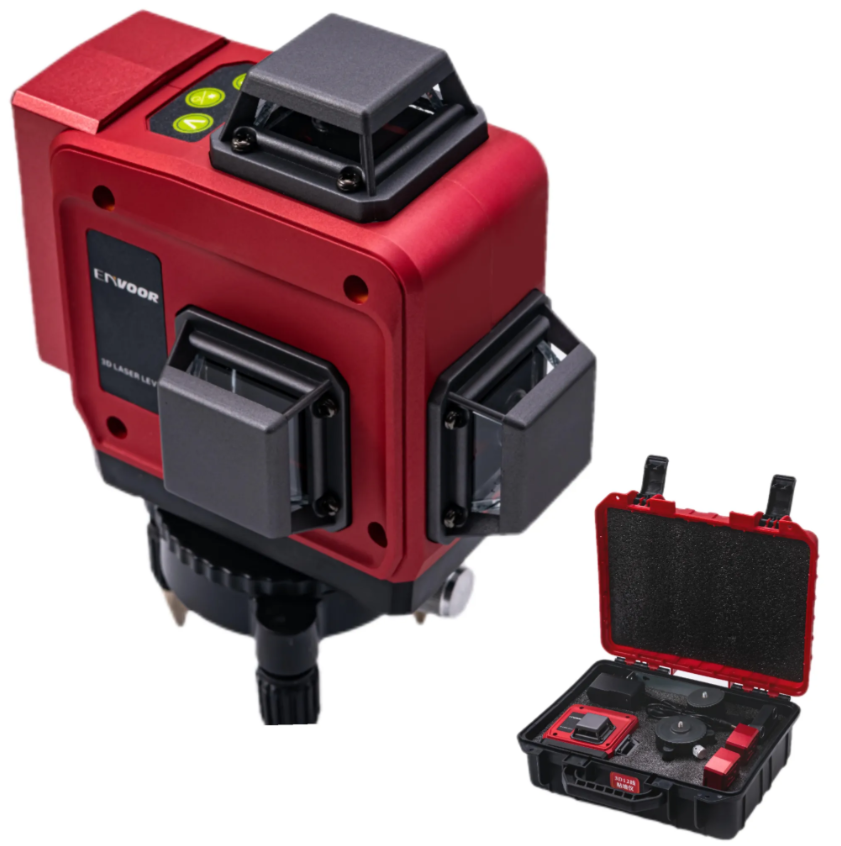 Nivel Láser Autonivelante 12 Líneas 360° + 2 Baterías Y Accesorios