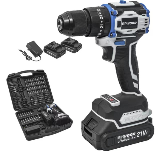 Taladro Inalámbrico 21v + 2 Baterías + Cargador + 100 Accesorios